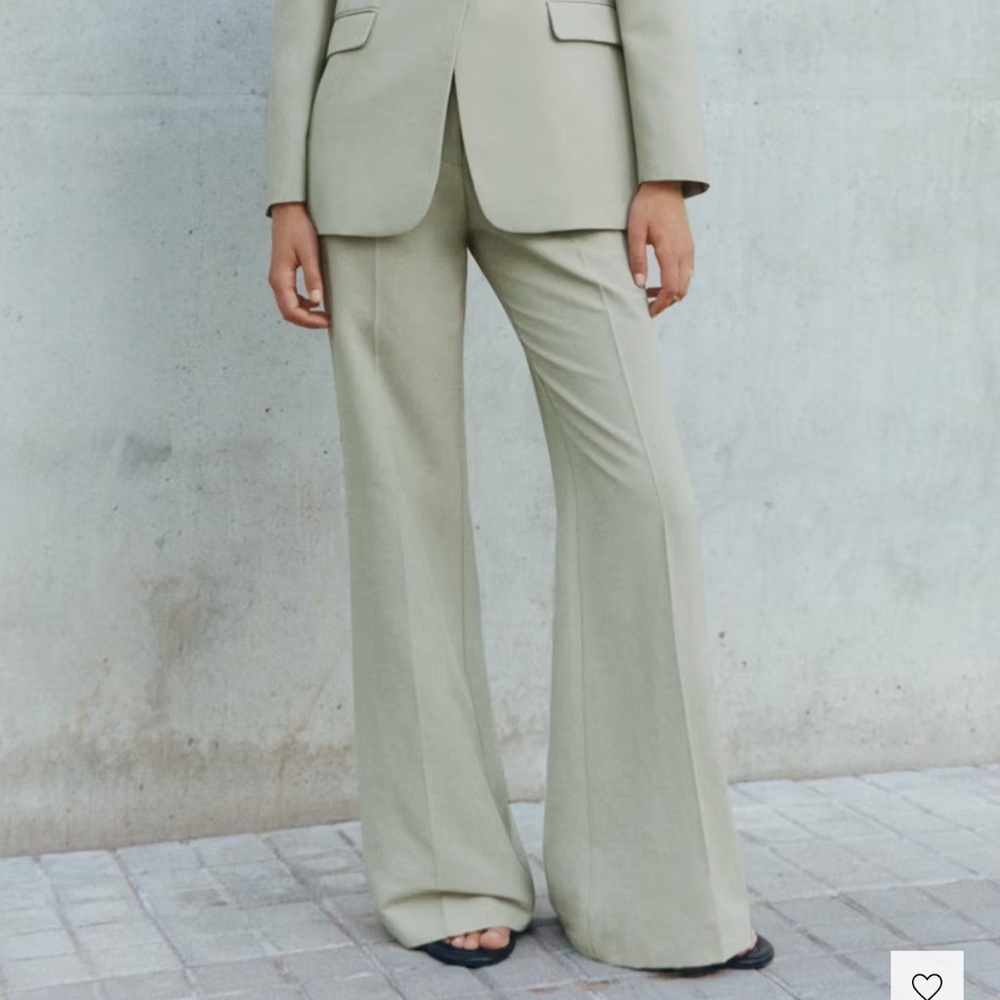 Mango Wide-Leg Lyocell Suit Pants in Pastel Green - Picture 2 of 6